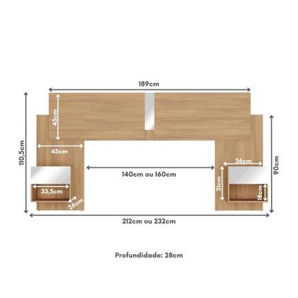 Imagem de Cabeceira Casal/Queen c/Espelho e 2 Mesas Multimóveis MP4324