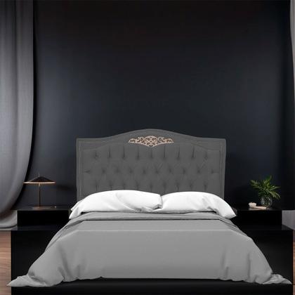 Imagem de Cabeceira Casal Queen Estofada para Cama Box Maitê Veludo Cinza Escuro