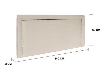 Imagem de Cabeceira Casal Reta Luxo 140x60 Suede Off White - Tachas Fumê