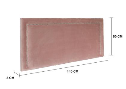 Imagem de Cabeceira Casal Reta Luxo 140x60 Veludo Rosê - Tachas Prata