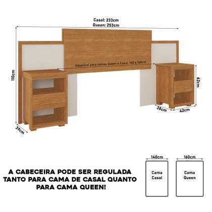 Imagem de Cabeceira Com Criado Moderna Ajustável Para Queen/Casal Box