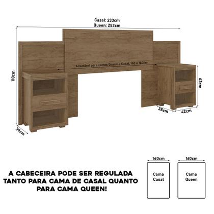 Imagem de Cabeceira Com Criado Moderna Ajustável Para Queen/Casal Box