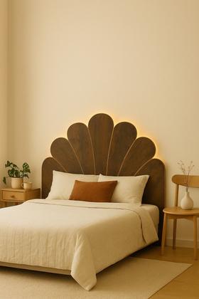 Imagem de Cabeceira Concha MDF Para Cama Box Casal e Queen 9 Peças Grande