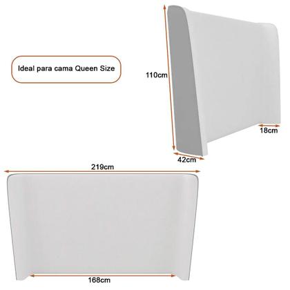 Imagem de Cabeceira Corea Queen Curva Orgânico Factor  Bouclê Suave Off White - Sallar Home