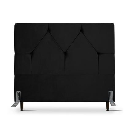 Imagem de Cabeceira de Cama Box Casal 138 cm Munique Larhome Suede Veludo Preto