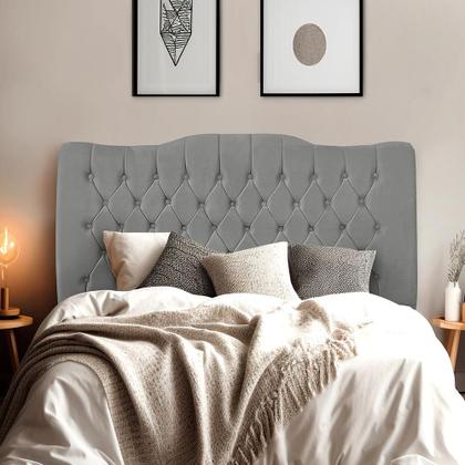 Imagem de Cabeceira de Cama Box Casal 140 cm Dunas - Veludo Cinza Grafite