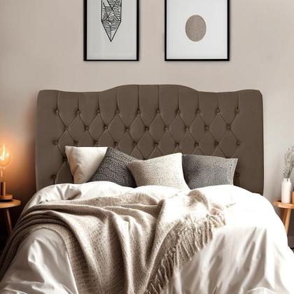 Imagem de Cabeceira de Cama Box Casal 140 cm Dunas - Veludo Marrom