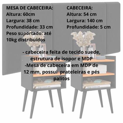 Imagem de Cabeceira de Cama Box Casal com Mesa Cabeceira Compacta para Quarto