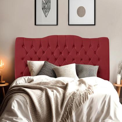 Imagem de Cabeceira de Cama Box King 195 cm Dunas - Veludo Vermelho