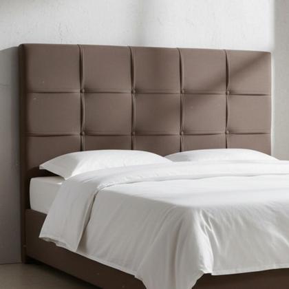 Imagem de Cabeceira De Cama Box Luiza Casal 140cm X 106cm Suede Marrom Mz Decor