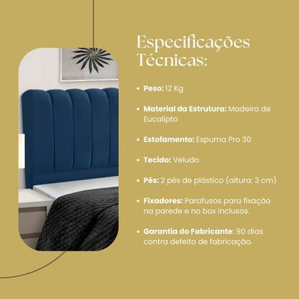 Imagem de Cabeceira de Cama Box Madeira Estofada Casal Ômega