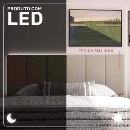 Imagem de Cabeceira de Cama Casal Queen Com LED 1,60 cm Tecido Linho