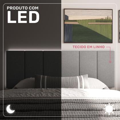 Imagem de Cabeceira de Cama Casal Queen Com LED 1,60 cm Tecido Linho