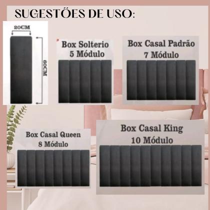 Imagem de Cabeceira de Cama em Módulo 60x20, Tecido Suede