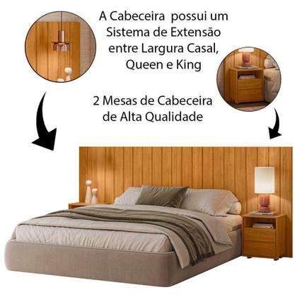 Imagem de Cabeceira De Cama Extensível Com Mesa De Cabeceira Mdf Fiori Cinamomo