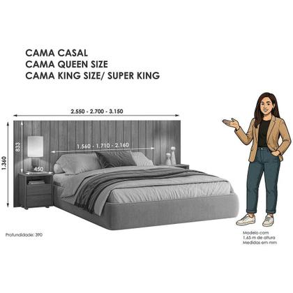 Imagem de Cabeceira De Cama Extensível Com Mesa De Cabeceira Mdf Fiori Cinamomo-off White