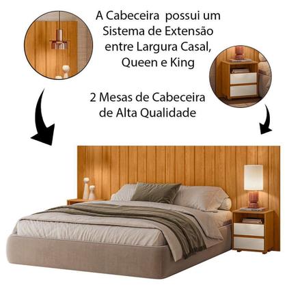 Imagem de Cabeceira De Cama Extensível Com Mesa De Cabeceira Mdf Fiori Cinamomo-off White