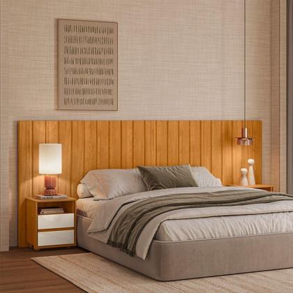 Imagem de Cabeceira De Cama Extensível Com Mesa De Cabeceira Mdf Fiori Cinamomo-off White