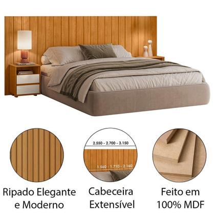 Imagem de Cabeceira De Cama Extensível Com Mesa De Cabeceira Mdf Fiori Cinamomo-off White