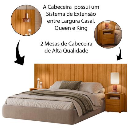 Imagem de Cabeceira de Cama Extensível com Mesa de Cabeceira MDF Fiori