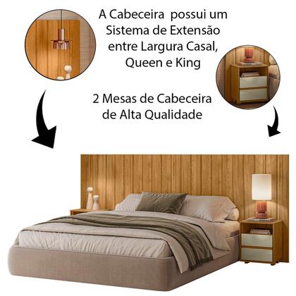 Imagem de Cabeceira de Cama Extensível com Mesa de Cabeceira MDF Fiori
