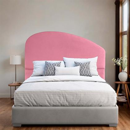 Imagem de Cabeceira de Casal 140cm Estofada para Cama Serena Suede Rosê