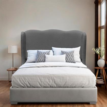 Imagem de Cabeceira de Casal 152cm Estofada para Cama Essenza Suede Cinza Escuro