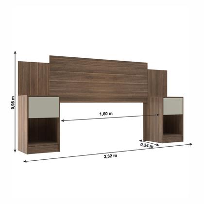 Imagem de Cabeceira de Casal Sublime 2 Gavetas 2 Nichos Castanho/Off