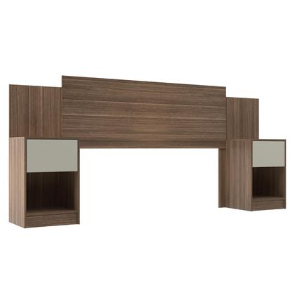 Imagem de Cabeceira de Casal Sublime 2 Gavetas 2 Nichos Castanho/Off