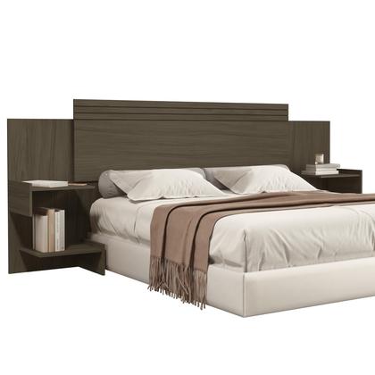 Imagem de Cabeceira de Madeira para Cama Box Casal e Queen Aurora com Nichos 