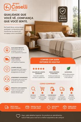 Imagem de Cabeceira de Madeira para Cama Box Casal e Queen Aurora com Nichos