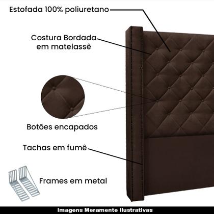 Imagem de Cabeceira Decorativa Casal 1,64M Loewe Suede Café G63 - Gran Belo