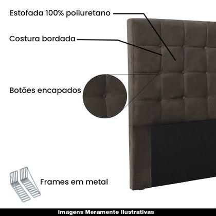 Imagem de Cabeceira Decorativa King Size 1,95M Tropea Veludo Marrom G63 - Gran Belo