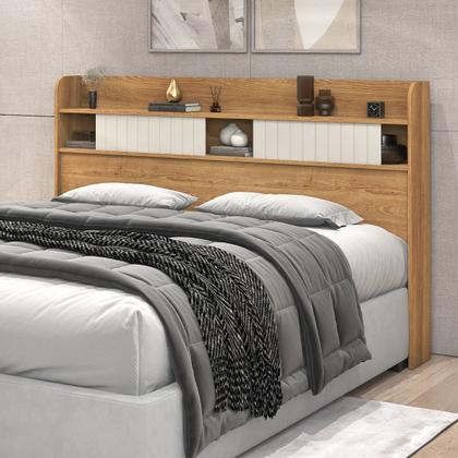 Imagem de Cabeceira Dubai MDF Cores Diversas Design Moderno Prateleiras