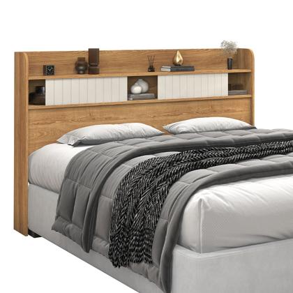 Imagem de Cabeceira Dubai MDF Prateleiras Portas Correr Quarto Moderno