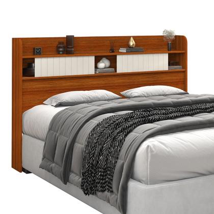 Imagem de Cabeceira Dubai MDF Prateleiras Portas Correr Quarto Moderno