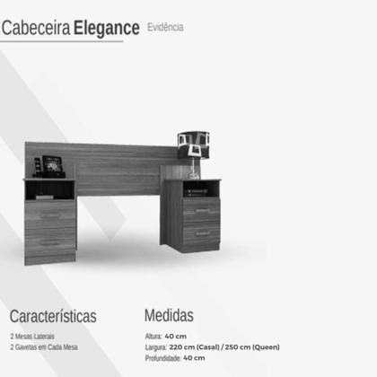 Imagem de Cabeceira Elegance Casal Queen com 2 Mesas de Cabeceira Cor Cinamomo