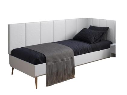 Imagem de Cabeceira em L para Cama Box Solteiro Proteção Lateral Estofada - Branco