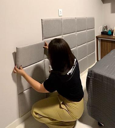 Imagem de Cabeceira em Tecido Linho Premium Modular Estofada para Cama de Solteiro Casal Box Queen King