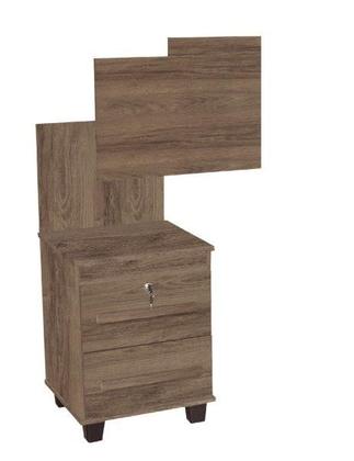 Imagem de Cabeceira Estilo Retrô Regulável Para 2 Medidas de Colchão 1,38 e 1.58m Com 2 Mesas de Cabeceira e Gaveta Com Chave Cor Teka