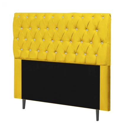 Imagem de Cabeceira Estofada Alice 100CM Solteiro Strass Suede Amarelo - D A DECOR