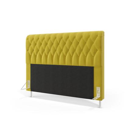 Imagem de Cabeceira Estofada Bellatrix 160 para Cama Queen Sued Amarelo Aradecor