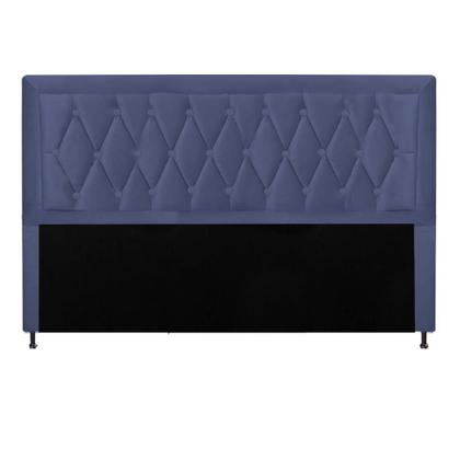 Imagem de Cabeceira Estofada Bianca Capitonê 160 cm Queen Size Quarto para Cama Box material sintético Azul Marinho - KDAcanto Móveis