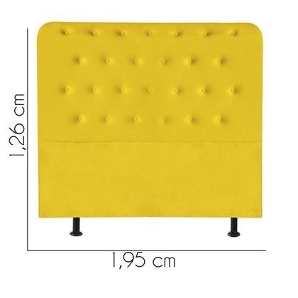 Imagem de Cabeceira Estofada Brenda Botonê 195cm King Size Para Cama Box Quarto Tecido Sintético Amarelo - Ahazzo Móveis