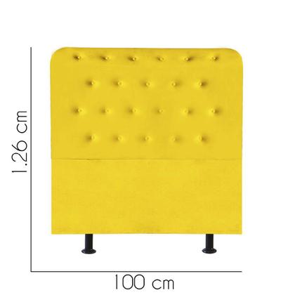 Imagem de Cabeceira Estofada Brenda Capitonê 100 cm Solteiro Quarto para Cama Box Tecido Sintético Amarelo - KDAcanto Móveis