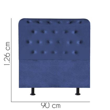 Imagem de Cabeceira Estofada Brenda Capitonê 90 cm Solteiro Quarto para Cama Box Suede Azul Marinho - Damaffê Móveis