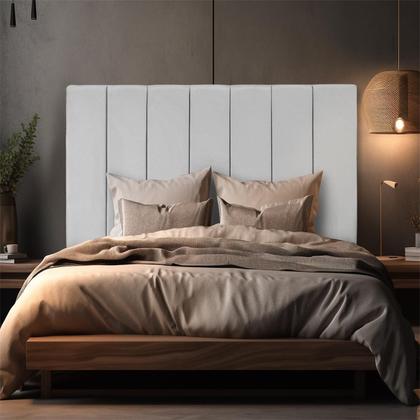 Imagem de Cabeceira Estofada Cama Box Casal 140 cm Carla Premium  - Veludo Cinza