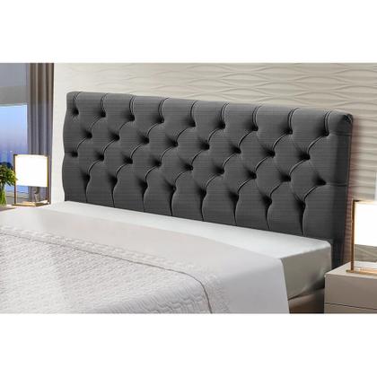 Imagem de Cabeceira Estofada Cama Box Casal King Size Cristal 195cm Linho Grafite - Desk Design