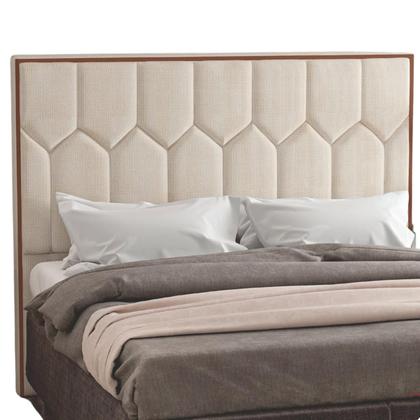 Imagem de Cabeceira Estofada Cama Box King 1,95 Aura para Quarto em Linho Rústico Claro Larbelle Móveis