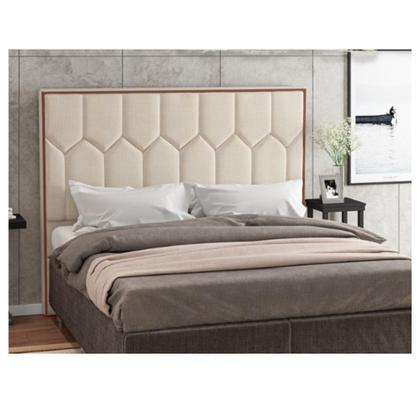 Imagem de Cabeceira Estofada Cama Box King 1,95 Aura para Quarto em Linho Rústico Claro Larbelle Móveis